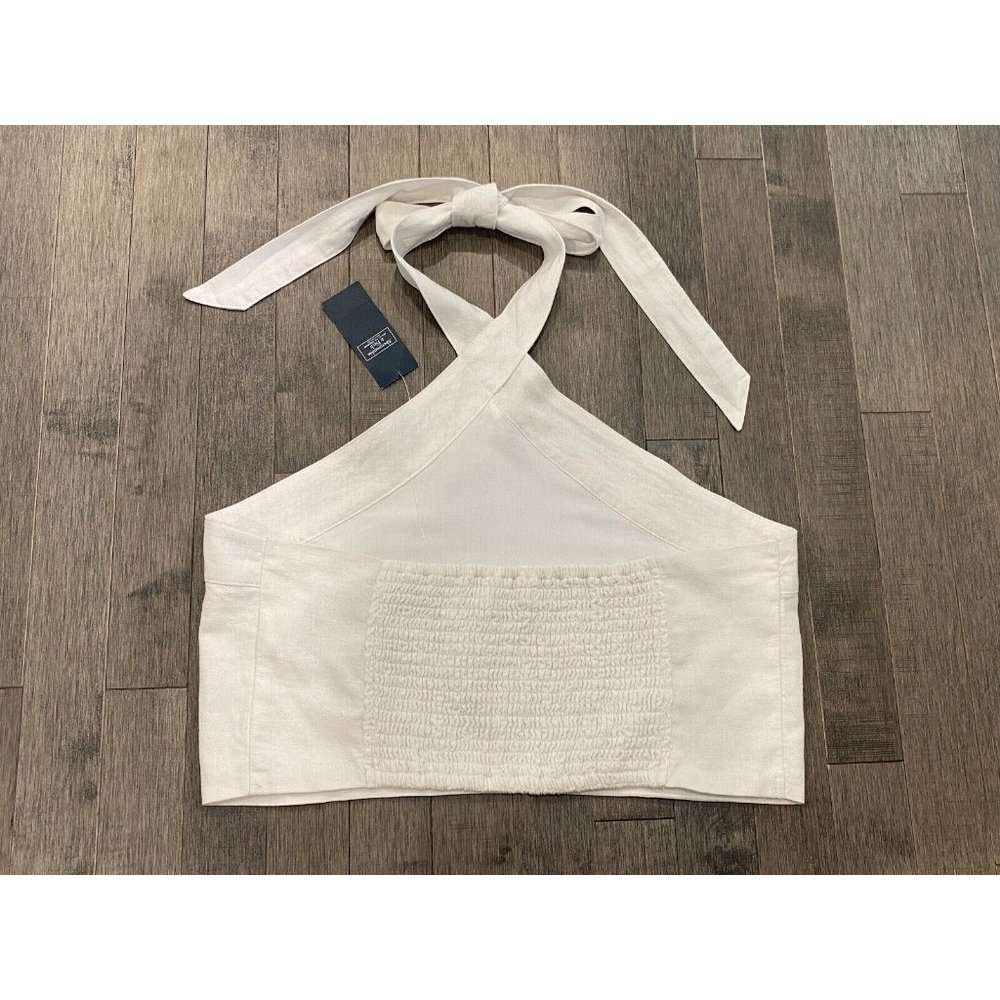 🚫SOLD🚫NWT Abercrombie & Fitch Linen-Blend Halter Top - Picture 2 of 6